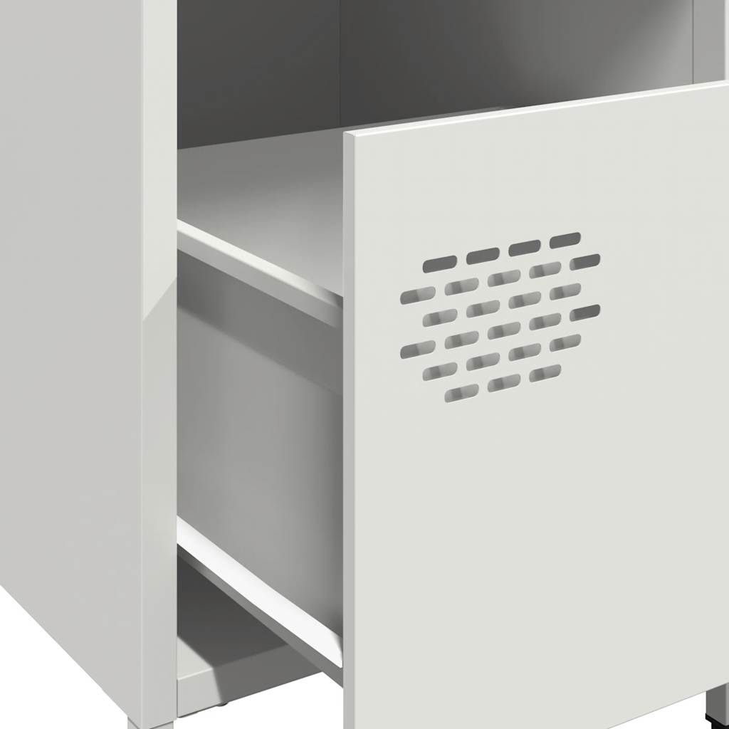 White Steel Bedside Cabinet - Compact 35x39x43.5 cm Design