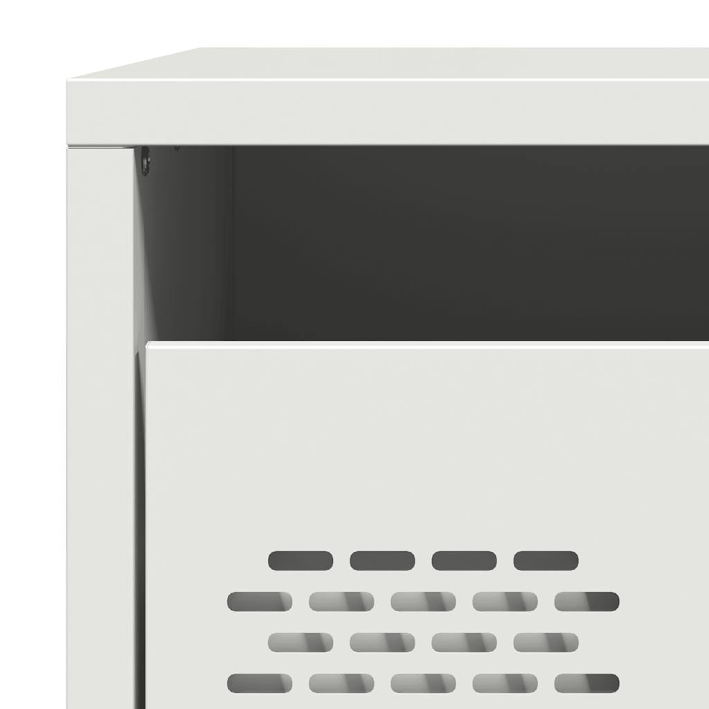 White Steel Bedside Cabinet - Compact 35x39x43.5 cm Design