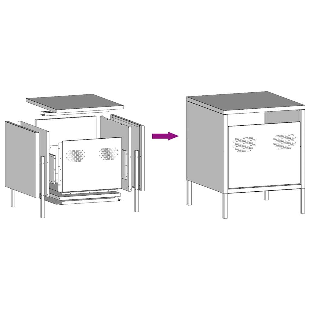 White Steel Bedside Cabinet - Compact 35x39x43.5 cm Design
