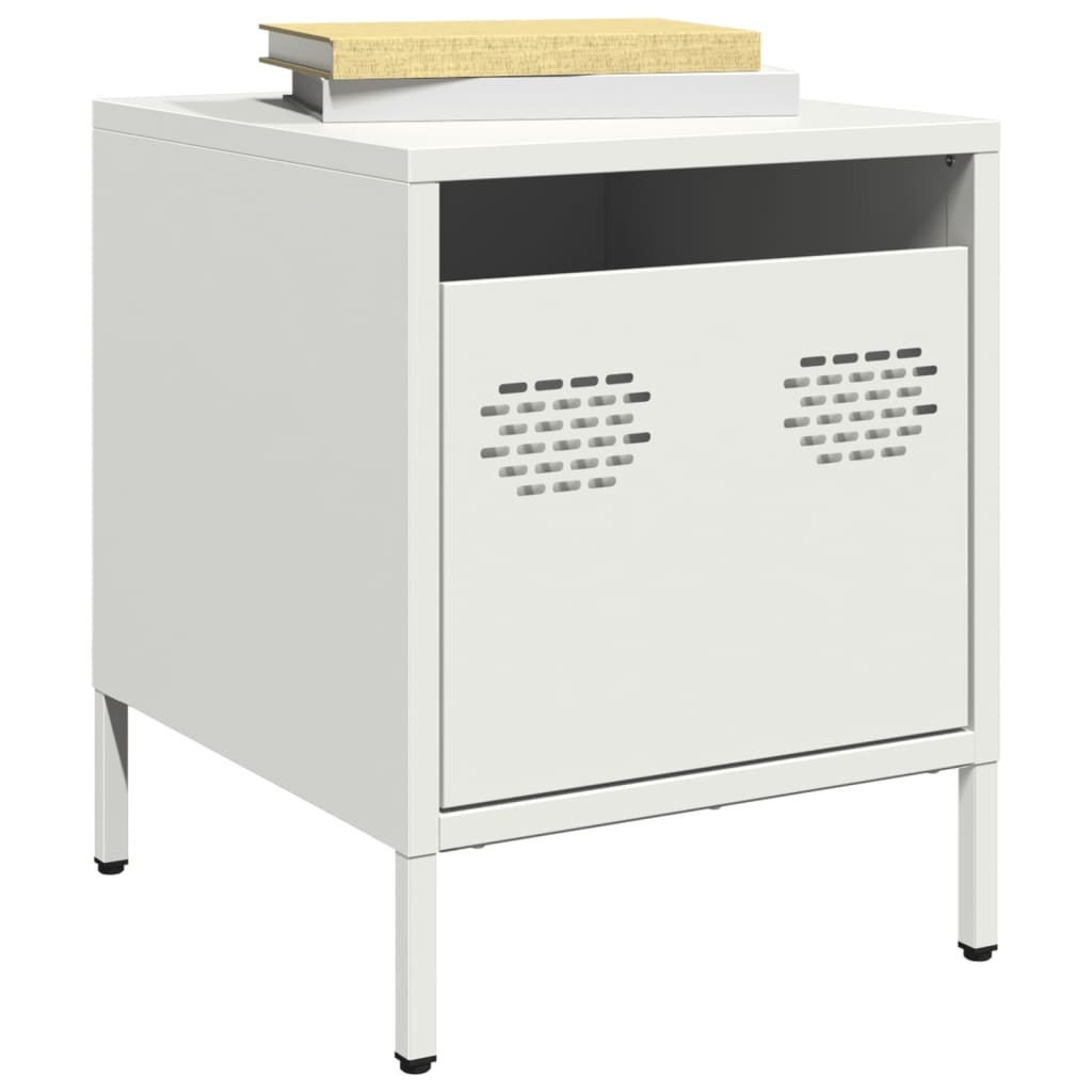White Steel Bedside Cabinet - Compact 35x39x43.5 cm Design