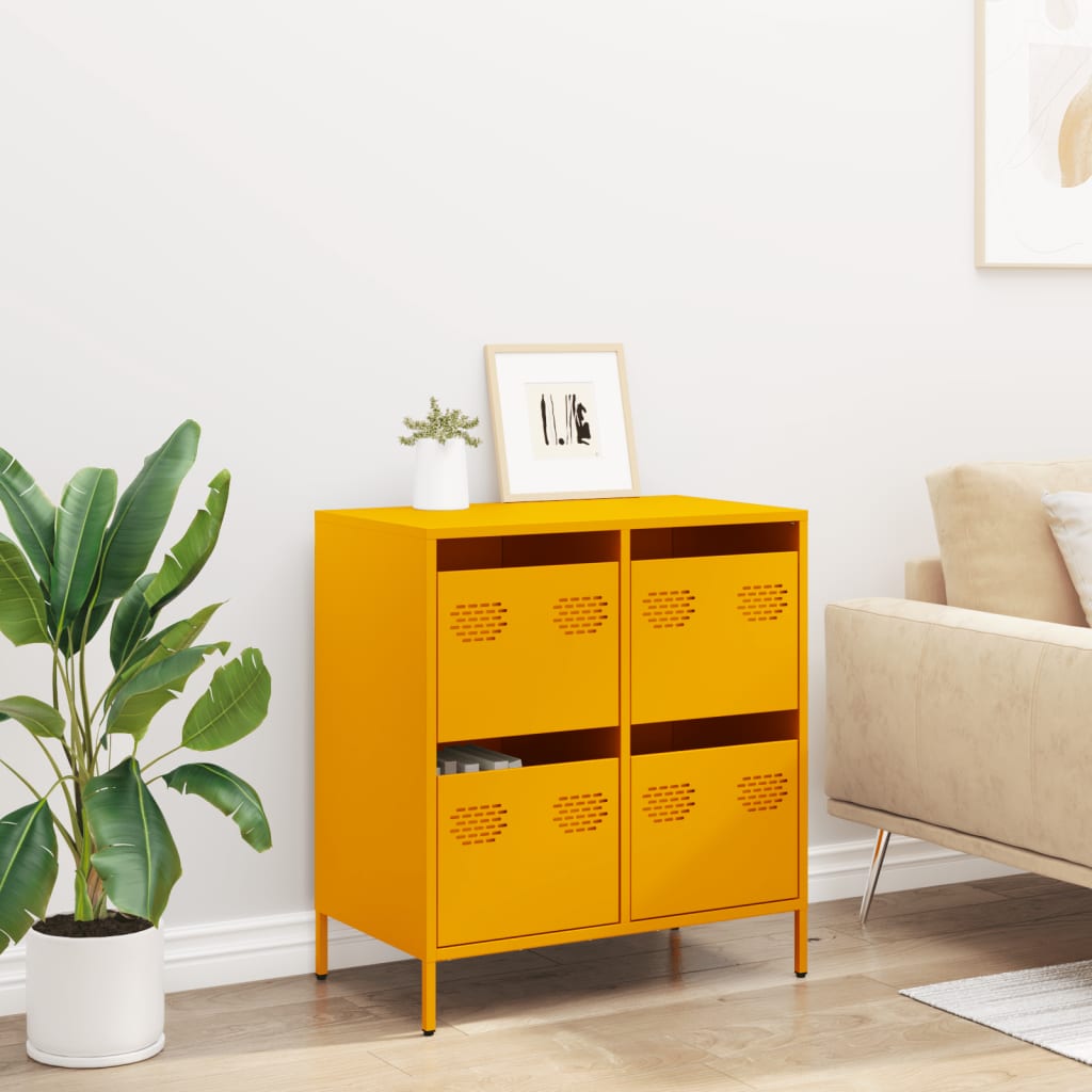 Mustard Yellow Steel Sideboard 68x39x73.5 cm | Stylish & Durable