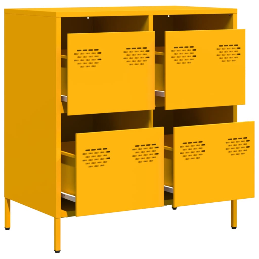 Mustard Yellow Steel Sideboard 68x39x73.5 cm | Stylish & Durable