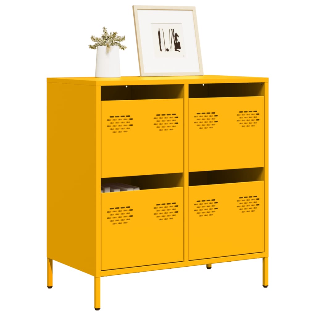Mustard Yellow Steel Sideboard 68x39x73.5 cm | Stylish & Durable