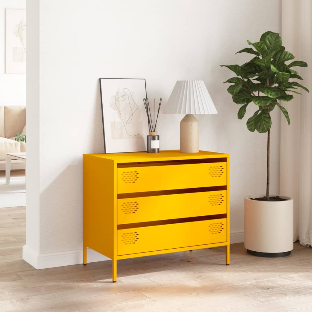 Mustard Yellow Steel Sideboard 68x39x58.5 cm - Stylish Storage Solution