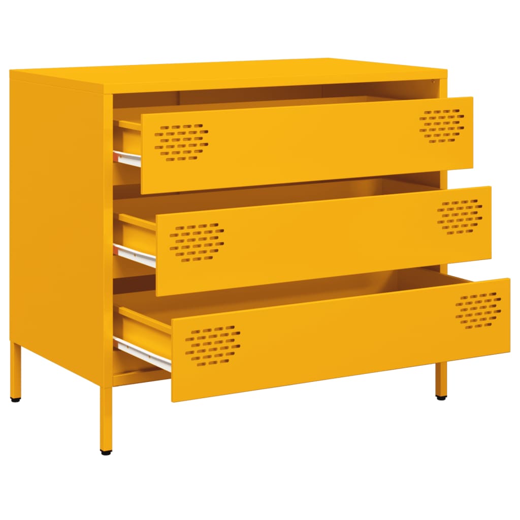 Mustard Yellow Steel Sideboard 68x39x58.5 cm - Stylish Storage Solution