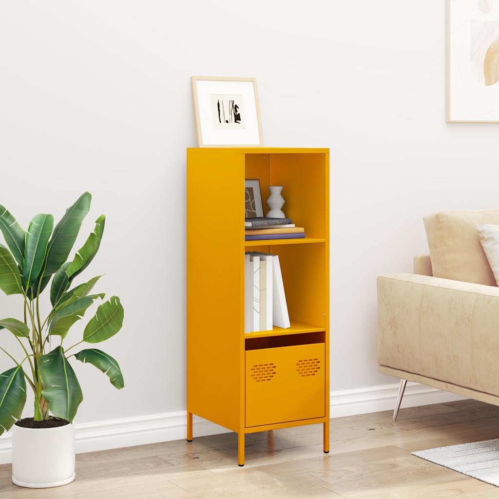 Mustard Yellow Steel Highboard, 35x39x103.5 cm