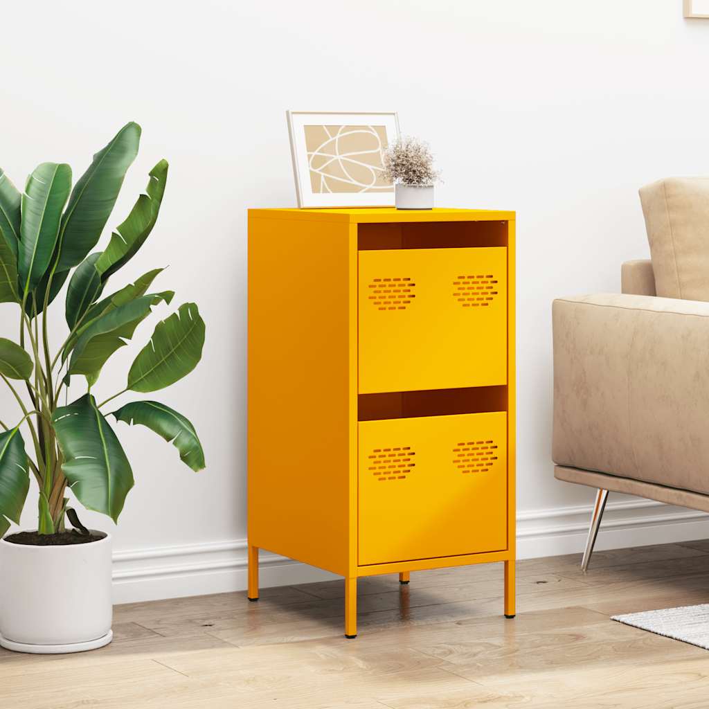 Mustard Yellow Steel Sideboard 35x39x73.5 cm - Modern Storage Solution