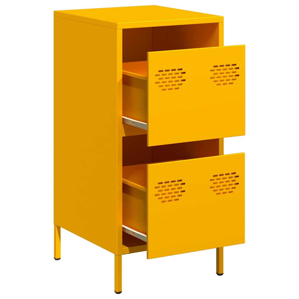 Mustard Yellow Steel Sideboard 35x39x73.5 cm - Modern Storage Solution