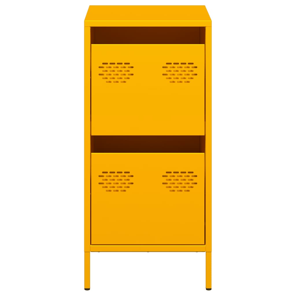 Mustard Yellow Steel Sideboard 35x39x73.5 cm - Modern Storage Solution