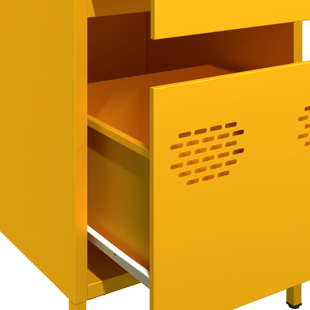 Mustard Yellow Steel Sideboard 35x39x73.5 cm - Modern Storage Solution