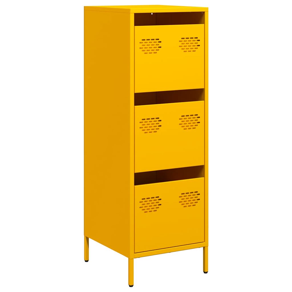 Mustard Yellow Steel Highboard - Compact 39x35x103.5 cm Storage Solution