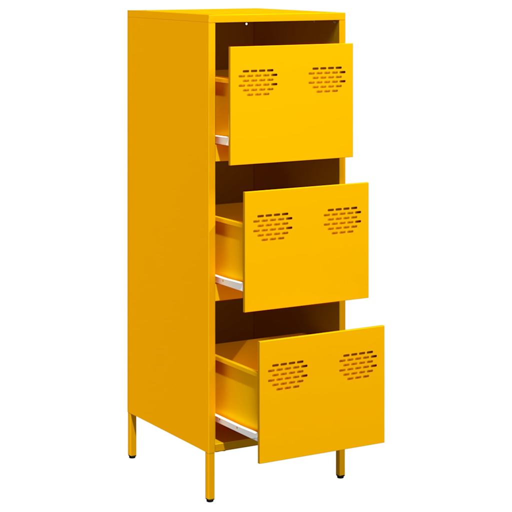 Mustard Yellow Steel Highboard - Compact 39x35x103.5 cm Storage Solution