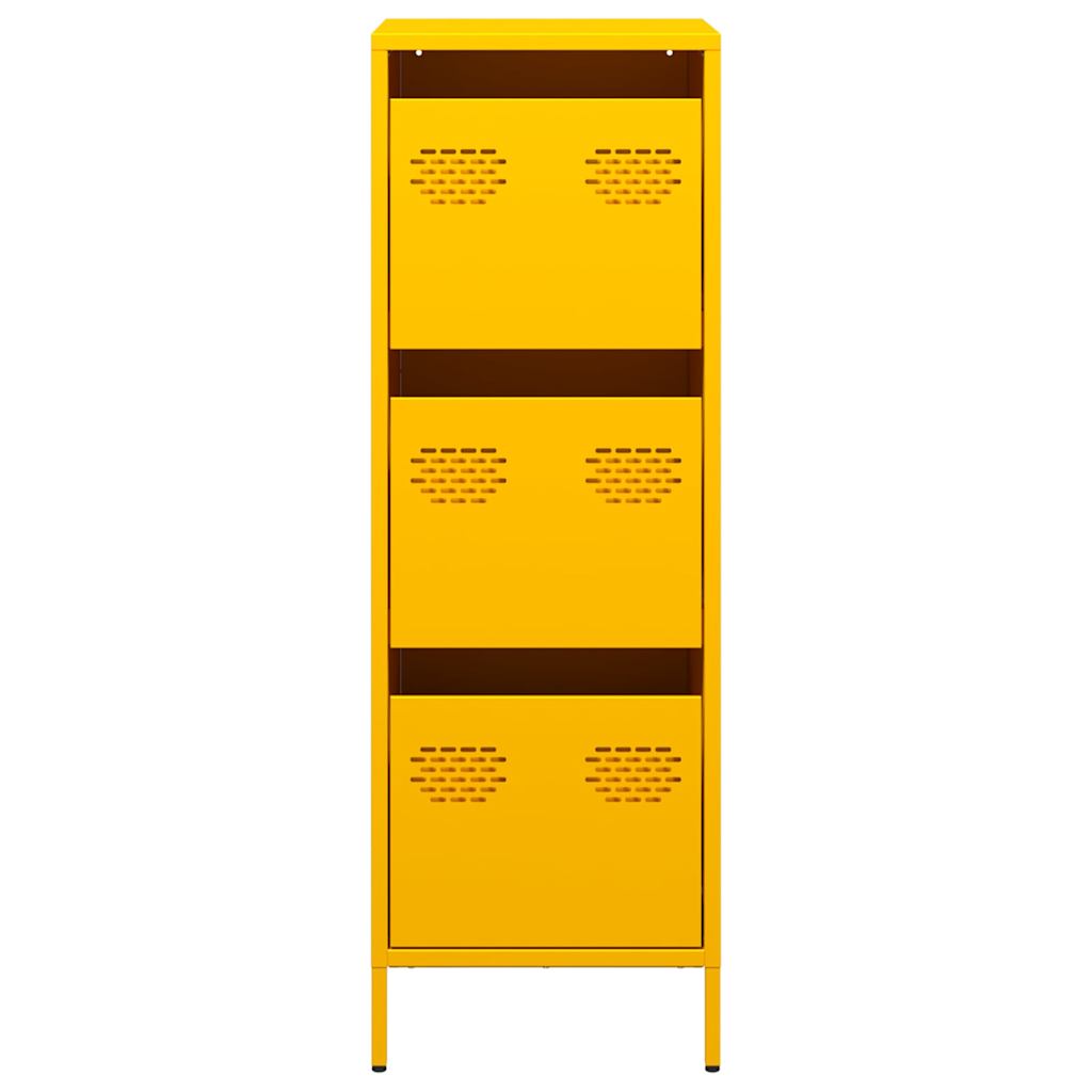 Mustard Yellow Steel Highboard - Compact 39x35x103.5 cm Storage Solution