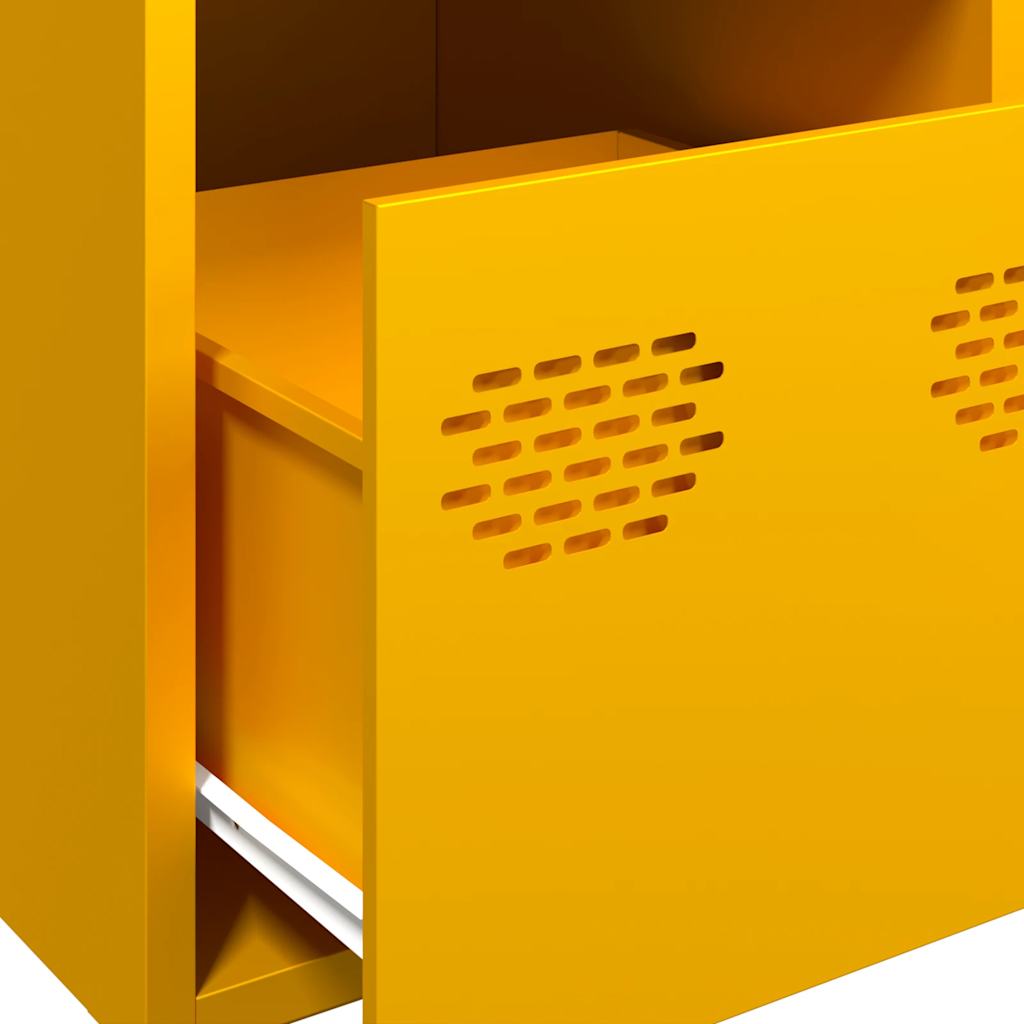 Mustard Yellow Steel Highboard - Compact 39x35x103.5 cm Storage Solution