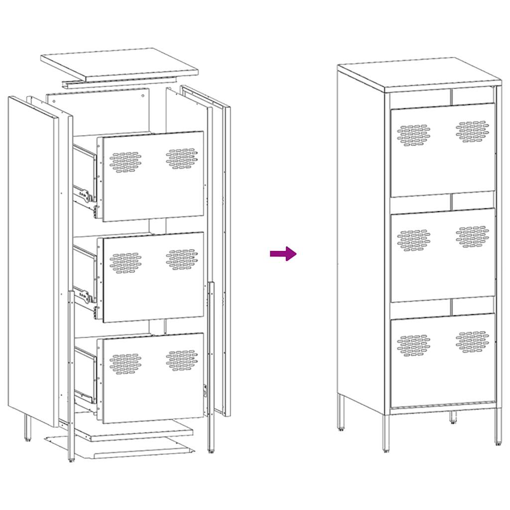 Mustard Yellow Steel Highboard - Compact 39x35x103.5 cm Storage Solution