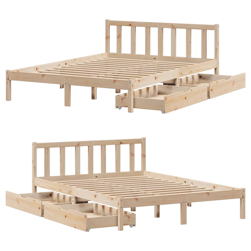 Bed Frame without Mattress 140x200 cm Solid Wood Pine