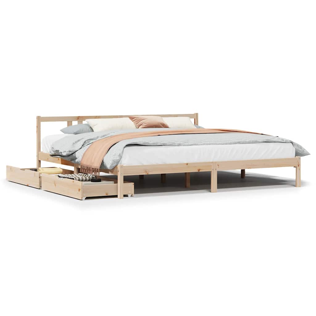 Bed Frame without Mattress 180x200 cm Super King Solid Wood Pine