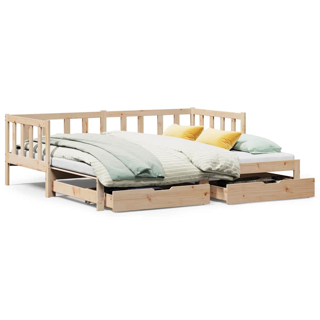 Daybed with Trundle and Drawers without Mattress 80x200 cm