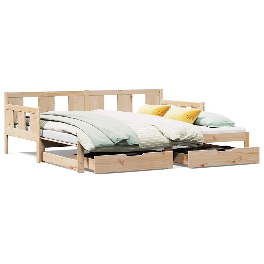 Daybed with Trundle and Drawers without Mattress 90x190 cm Single