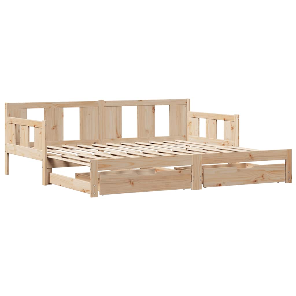 Daybed with Trundle and Drawers without Mattress 90x190 cm Single