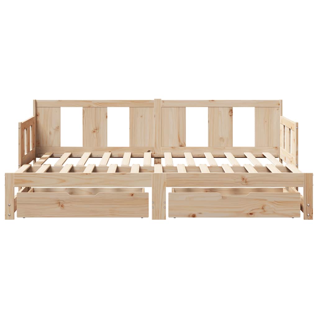 Daybed with Trundle and Drawers without Mattress 90x190 cm Single