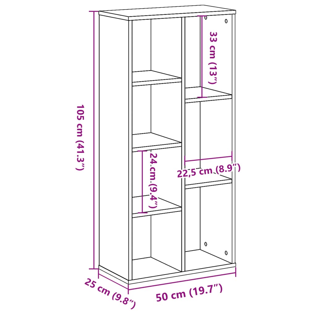Oak Artisian Bookcase 50x25x105 cm | Engineered Wood Finish