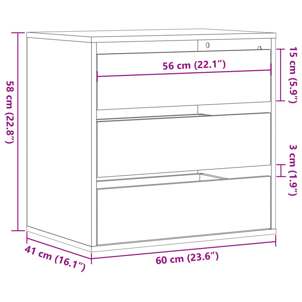 Artisan Oak Corner Chest of Drawers - 60x41x58 cm Engineered Wood
