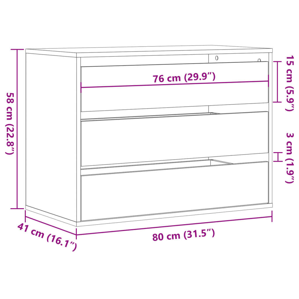 Artisan Oak Corner Chest of Drawers 80x41x58 cm - Engineered Wood
