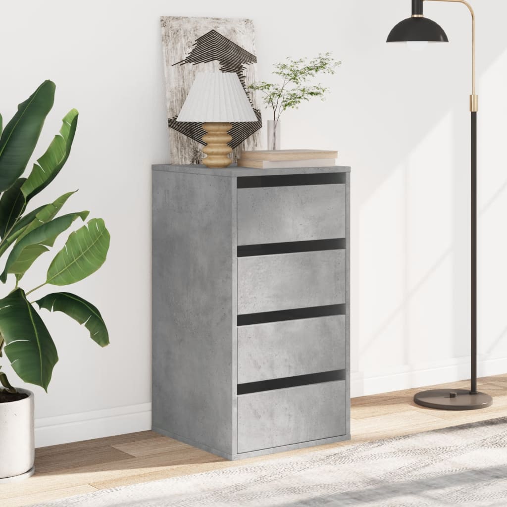 Concrete Grey Corner Chest of Drawers - 40x41x76 cm, Engineered Wood