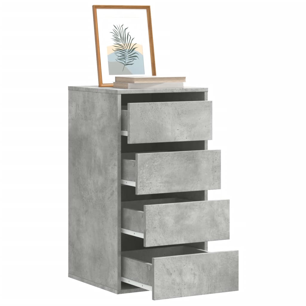 Concrete Grey Corner Chest of Drawers - 40x41x76 cm, Engineered Wood