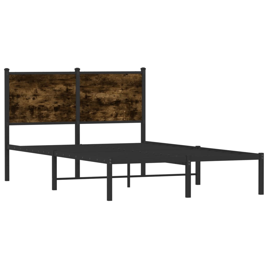 Metal Bed Frame without Mattress Smoked Oak 120x200 cm