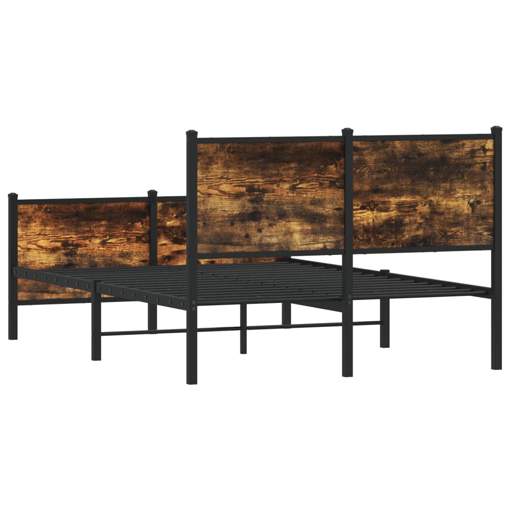Metal Bed Frame without Mattress Smoked Oak 120x200 cm