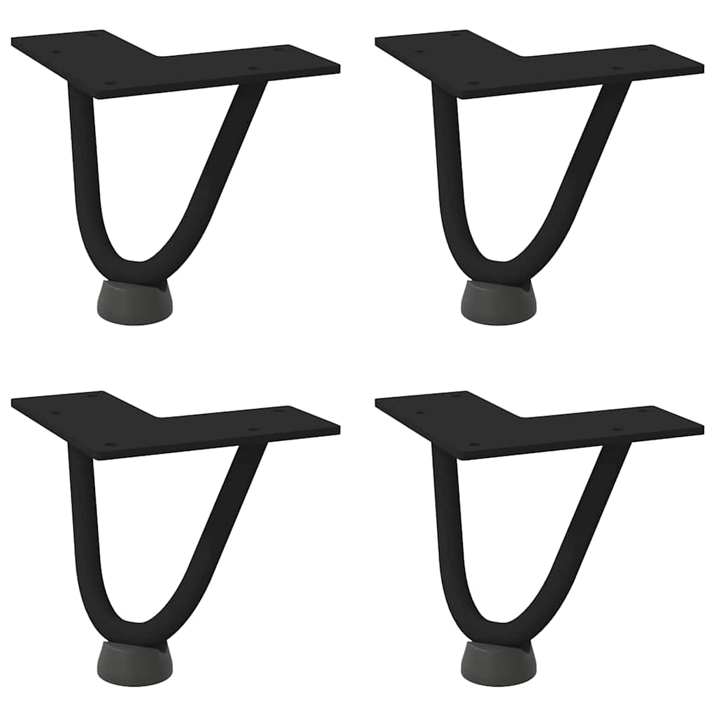 Black 10cm Solid Steel Hairpin Legs for Coffee Table - Set of 4