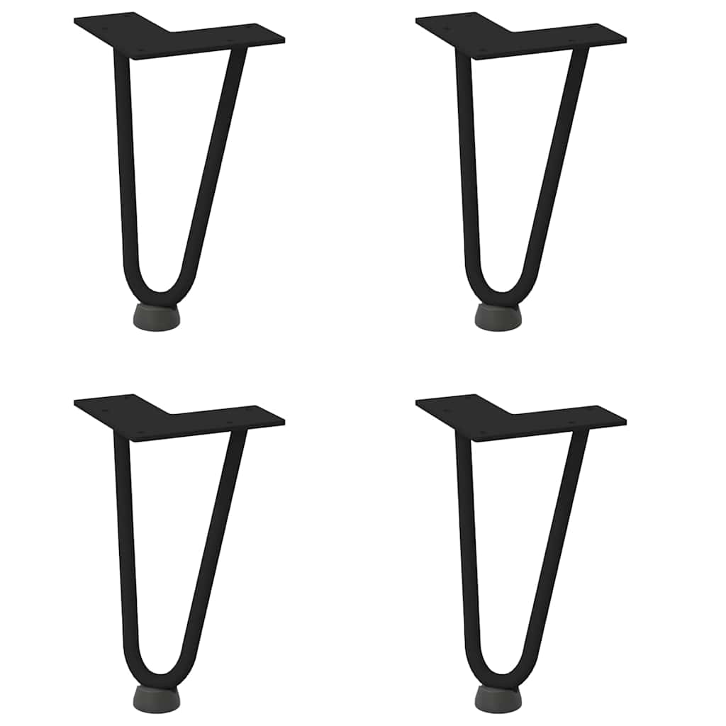 Solid Steel Black Hairpin Legs - Set of 4 for Coffee Tables, 20cm