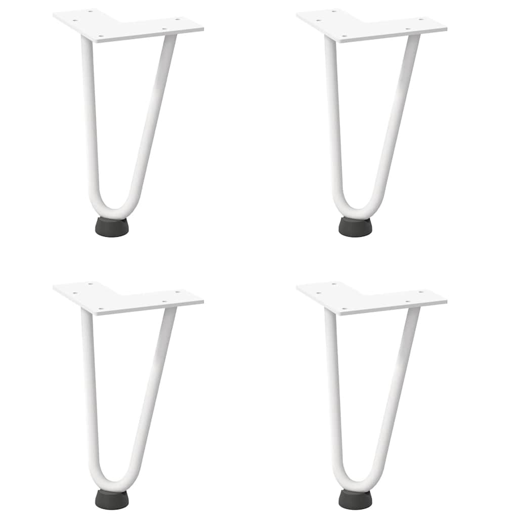 White Hairpin Legs for Coffee Table, 20cm Solid Steel, Set of 4