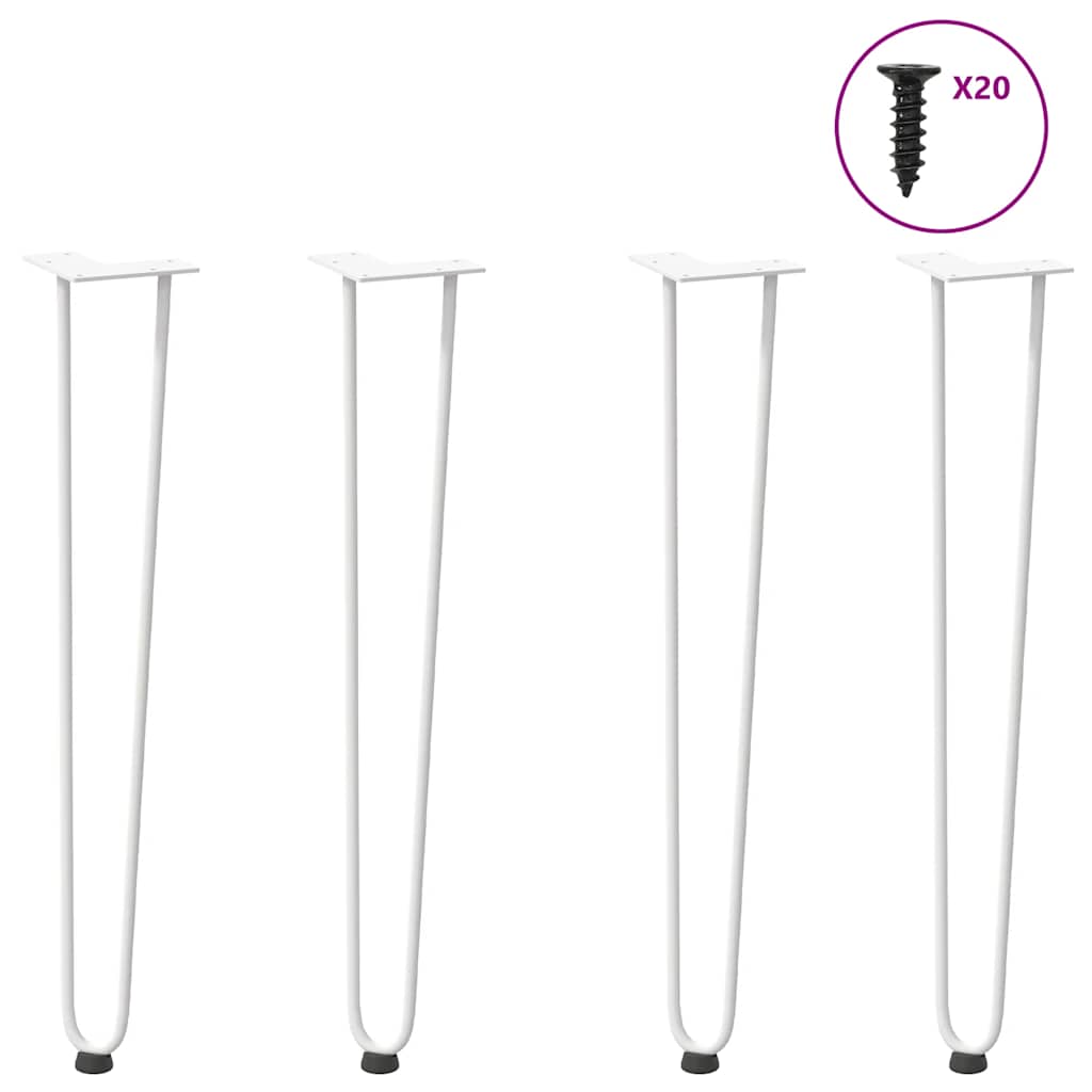White 72cm Steel Hairpin Legs for Console Tables, Set of 4