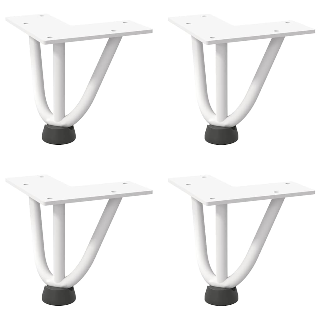 White Solid Steel 10cm Hairpin Legs for Coffee Table - Set of 4