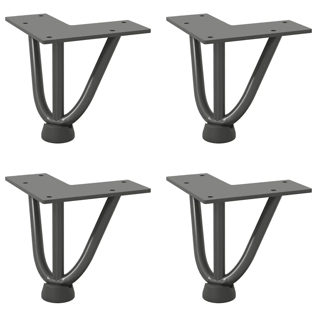 Anthracite Steel Hairpin Legs for Coffee Table, Set of 4, 10cm