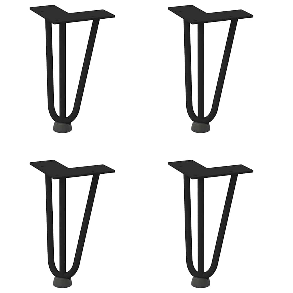 Black Solid Steel Hairpin Legs for Coffee Table, Set of 4 (20 cm)
