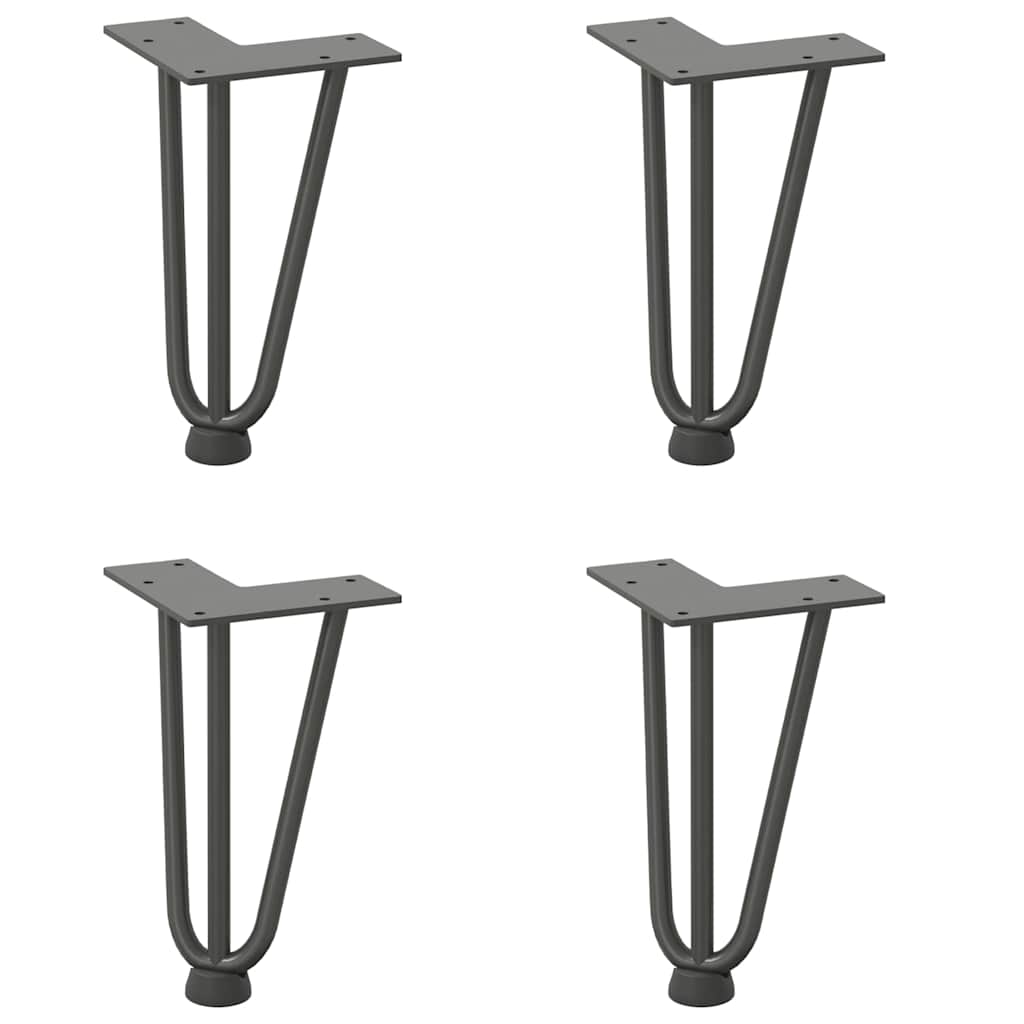 Anthracite Hairpin Legs for Coffee Table, 20cm Solid Steel, Set of 4