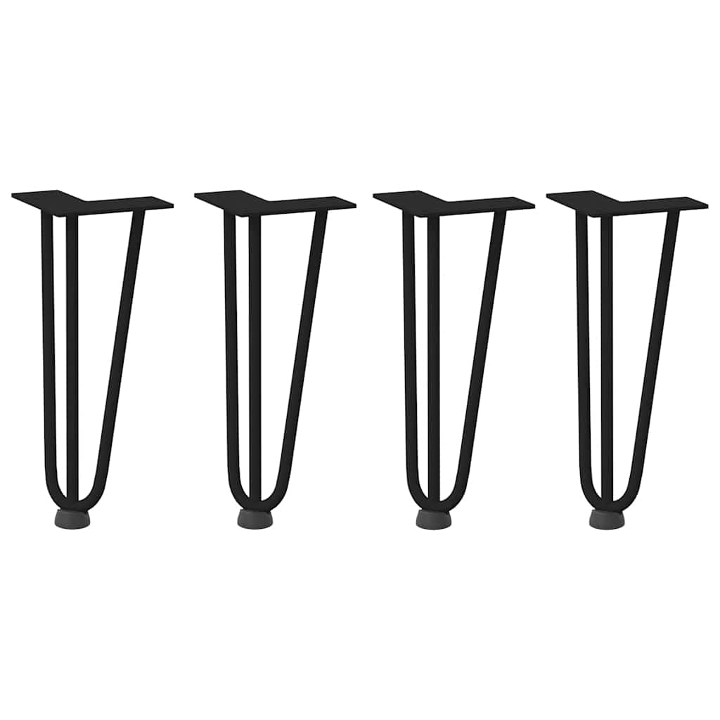 Black Solid Steel Hairpin Legs - 30cm, 4 Pack for Coffee Table