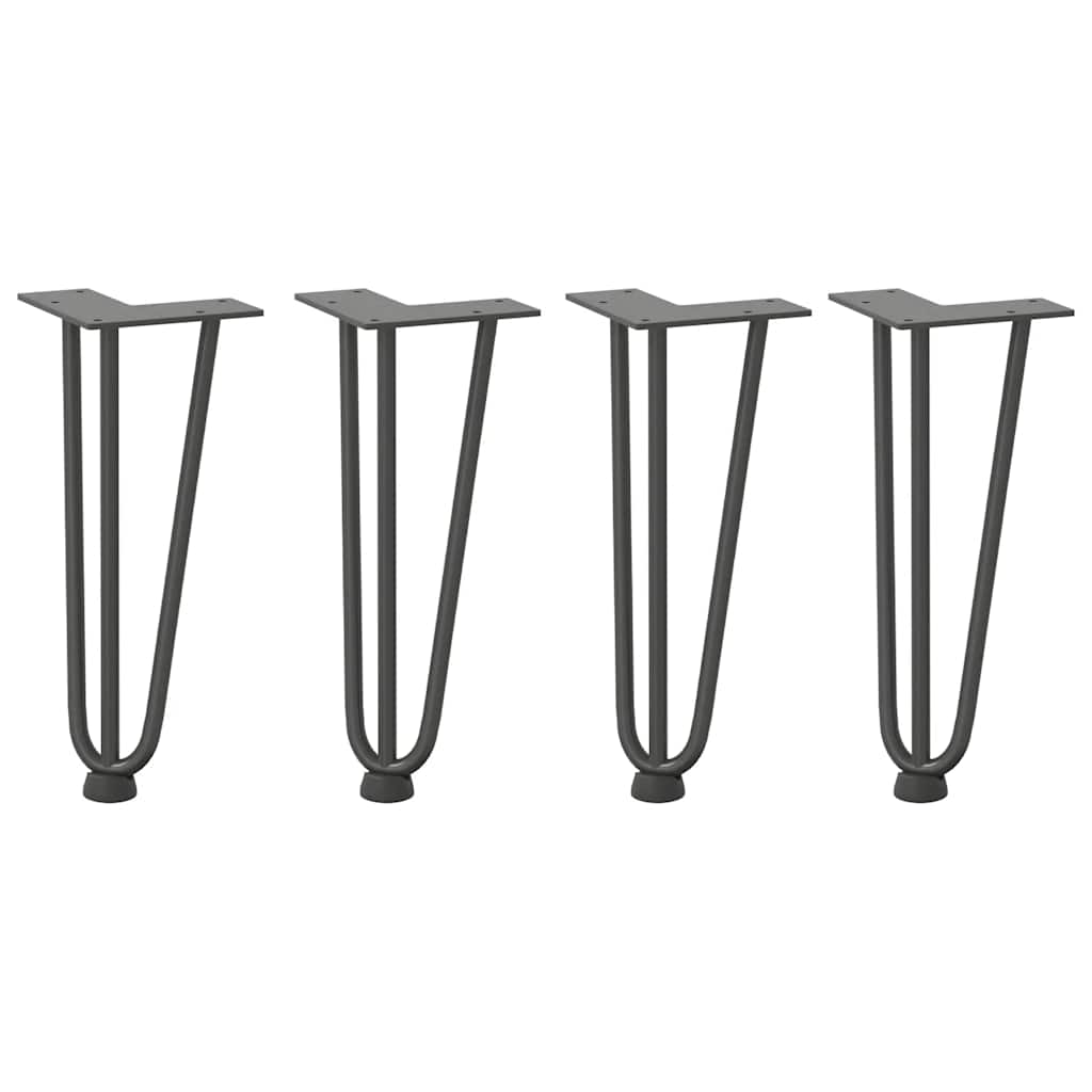 Anthracite Solid Steel Hairpin Legs for Coffee Table, 4pcs, 30cm