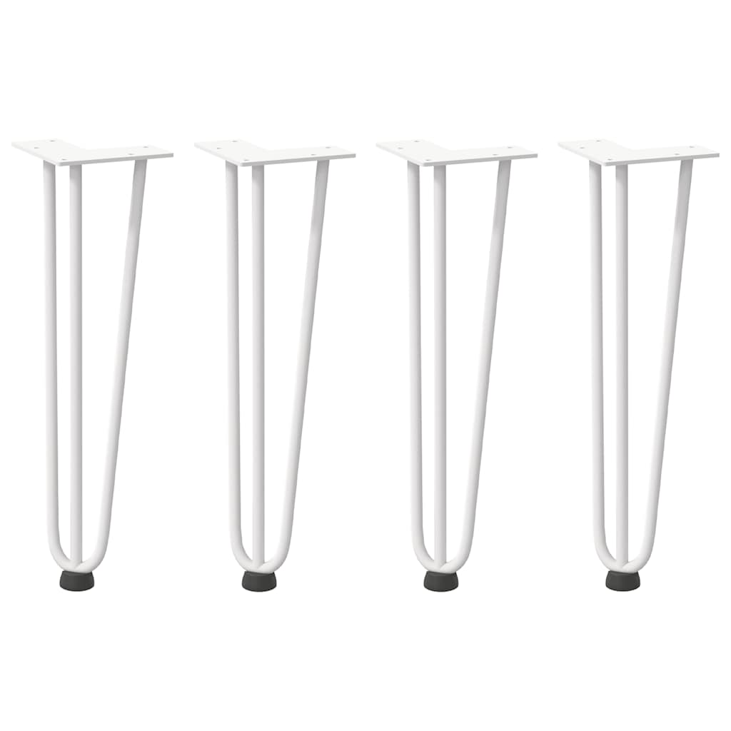 White Solid Steel Hairpin Legs for Coffee Table - Set of 4, 42 cm