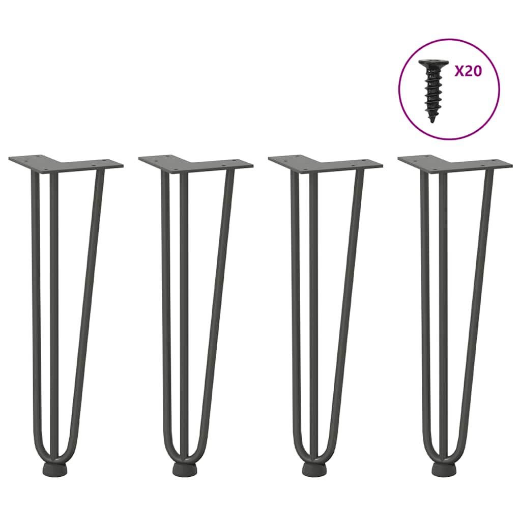 Anthracite Steel Hairpin Legs for Coffee Table, 4 pcs, 42 cm