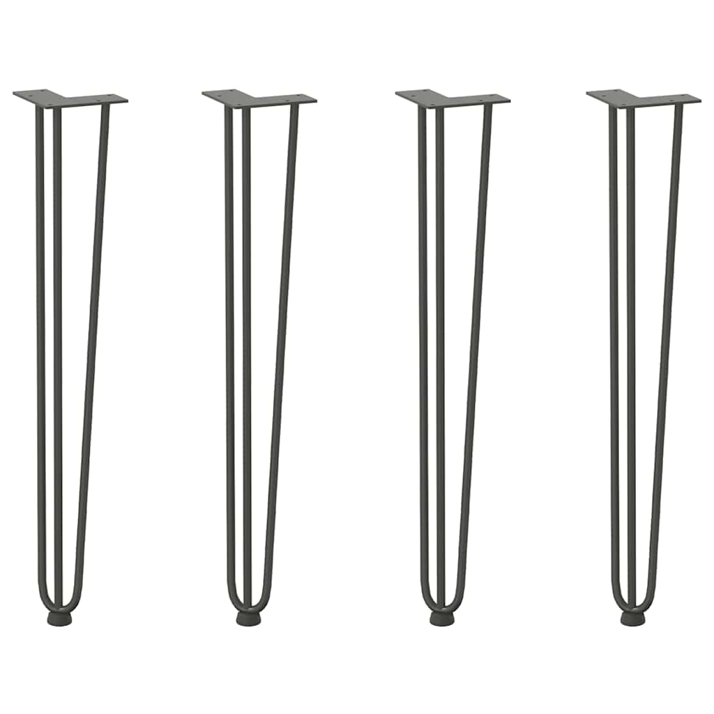 Anthracite Solid Steel Hairpin Legs for Console Table, 4pcs, 72cm