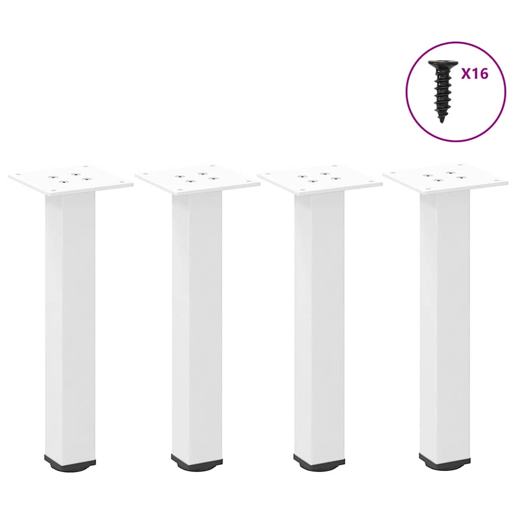 White Steel Coffee Table Legs - Set of 4, 42-44 cm Adjustable