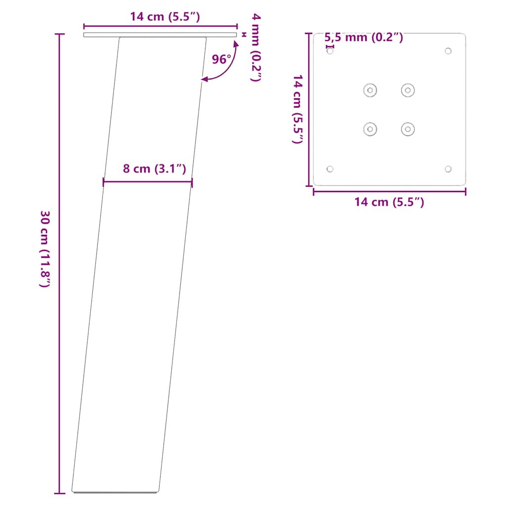 Anthracite Steel Coffee Table Legs 4 pcs - 30 cm Durable Design