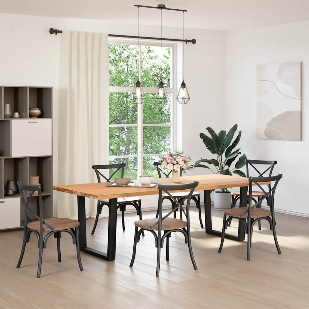 Black V-Shape Steel Dining Table Legs, 2 Pcs, Adjustable 80x72-73.3 cm