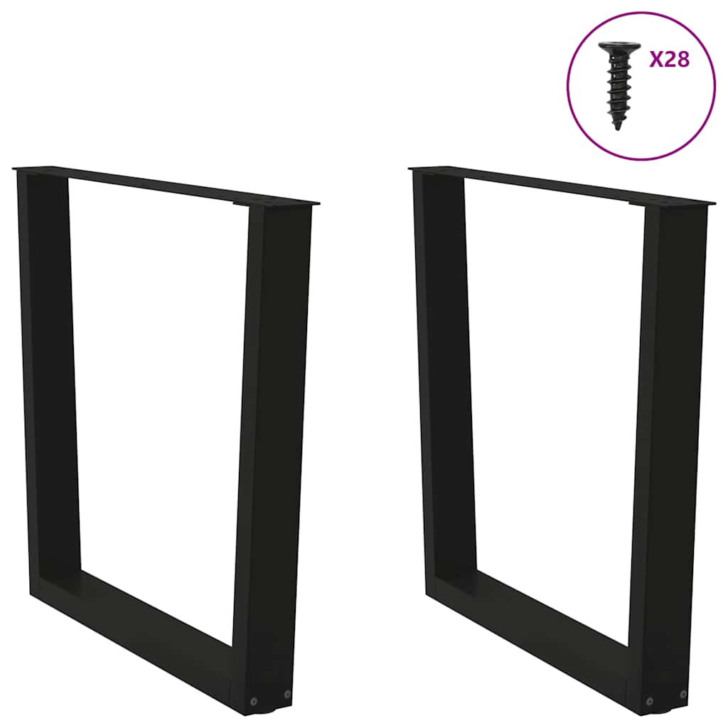 Black V-Shape Steel Dining Table Legs, 2 Pcs, Adjustable 80x72-73.3 cm