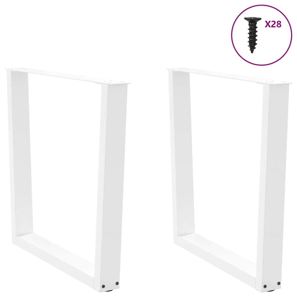 White V-Shape Steel Dining Table Legs, Adjustable 80 x (72-73.3) cm